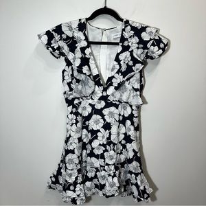 Lux Linen 100% Cotton Navy White Floral  dress